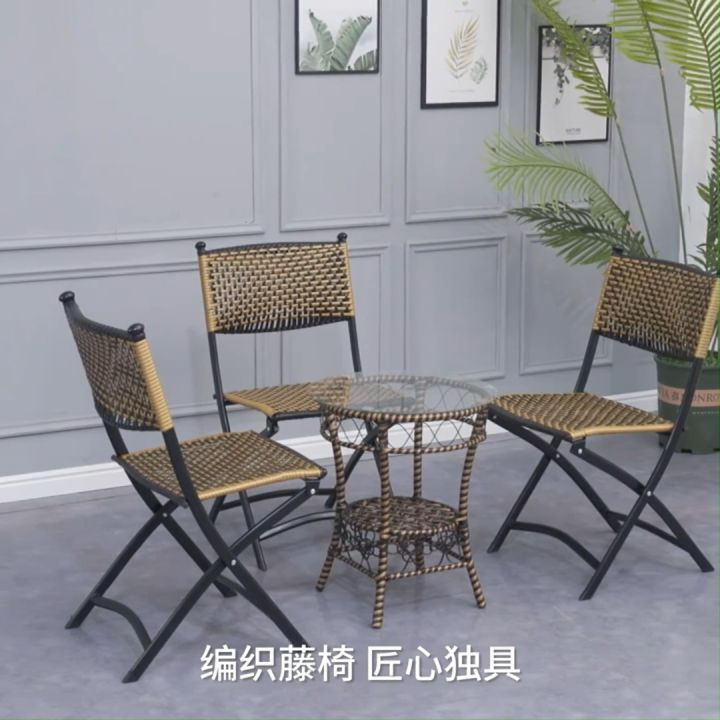 (Local delivery)Folding chair new Elegant design of plastic rattan ...