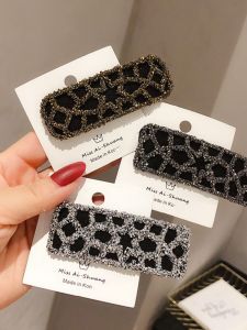 Trendy Pearl Grid Side Hair Clip Korean Version Forehead Clip Back of Head Hair Card Diamond Encrusted Hair Accessories