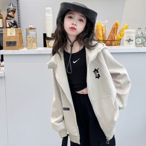 เสื้อแจ็คเก็ตฮู้ดสำหรับเด็กผู้หญิง ฤดูใบไม้ผลิและฤดูใบไม้ร่วง แฟชั่นใหม่ 2025 เสื้อสเวตเตอร์ลำลองสำหรับนักเรียน เสื้อตัวบน