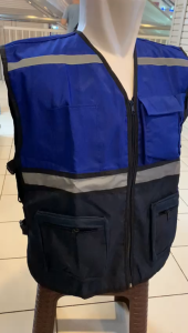 Rompi Proyek Eco TASLAN Kombinasi Biru Hitam Murah - Safety Rompi Proyek TASLAN Murah