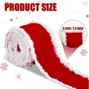 2.5-inch wide red velvet ribbon Red ribbon suitable for New Year trees Christmas wreaths gift bows garlands and parties