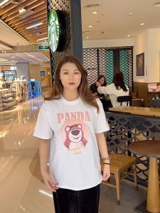 Korean Street Style Fashion Oversized T Shirt Retro Couple Tops Little White Cute Winnie Bear Alphabet Printing Hip Hop Loose Plus Size Tee