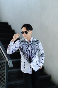 kemeja batik pria premium WIRUTA putih berlapis furing lengan panjang/ kemeja pria kantor/kemeja pria kondangan
