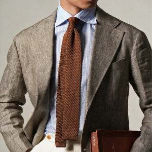 สีดำ เนคไทถักแบบแบน 6cm แคบ สไตล์ลำลอง สำหรับใส่ทำงาน แฟชั่นผู้ชาย สีกาแฟ สีเขียว บล็อกสี ดีไซน์ บรรจุกล่องของขวัญ