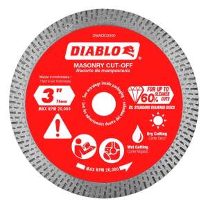 Diablo 3 in. Diamond Continuous Rim Cut‑Off Discs for Masonry