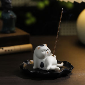 จุดประทับกลิ่นรูปแมว Adorable Cat Incense Holder สำหรับตกแต่งโต๊ะในบ้าน จุดประทับกลิ่นแบบฝังพื้น อบสด อุปกรณ์สำหรับตั้งเครื่องสำอาง