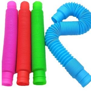 6pcs Set Random Color Pop Tube Telescopic Bellows Sensory Fidget Toy Decompression Toys for Kids
