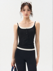 MITAOGIRL | Peach Colored Splice Back Yoga Vest with Padding and Shock Resistance