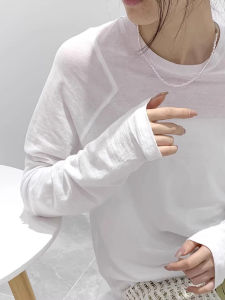 [In Stock!]!] Silk White Minimalist Tops Womens Spring and Summer New Arrival Loose Long Sleeves Thin Blouse Easiest for Match Tops