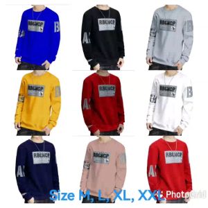 Bisa COD Sweater Keren Kaos Pria Elegan Crewneck Trendy Sweatshirt Cowok Kekinian Sweter Reborn New