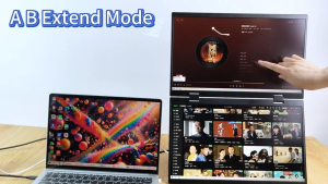 ZOOMEDIN 15.6" Touch/Basic Model Dual Screen 1080p FHD Portable Monitor with Built-in Stand 360° Rotation and USB-C Connectivity - Local Delivery