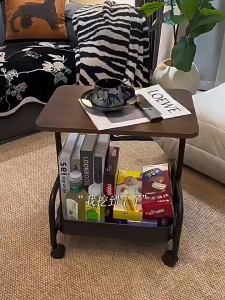 Mahjong side table tea table modern Nordic small table storage table movable side table sofa coffee table with wheels