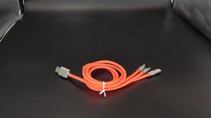 ถุงชาร์จโลหะ 3-in-1 Super Fast CHARGING USB 1.2M เพื่อ Type C Android และ IP สะดวก สำหรับสายเคเบิลข้อมูล พกพา