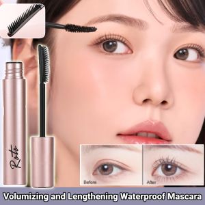 Pink Tube Volumizing and Lengthening Mascara Black 4D Silk Fiber Waterproof Mascara Long-wear Smudge-proof Eye Cosmetics Tool