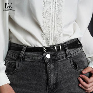 LouisWill เข็มขัดสานเข็มขัดผู้หญิงแฟชั่นหัวเข็มขัดเข็มหรูหราเข็มขัดผู้หญิงปรับได้หนังวัวสองชั้นเข็มขัดสายรัดยาวชุดเดรสเสื้อโค้ทของตกแต่งหัวเข็มขัดโลหะผสม