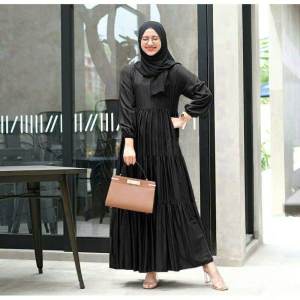 Gamis trendy muslim masah kini dress maxy polos wanita remaja dewasa gamis lebaran terbaru dan modern gamis susun viral bahan rayon