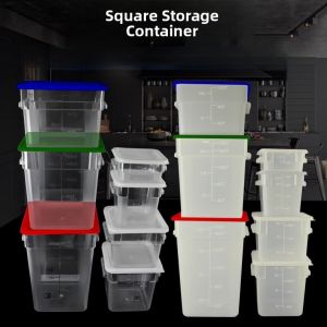 Thickened Plastic Square Storage Box Transparent Kitchen Storage Box Large Capacity Commercial Use Storage Bucket with Cover