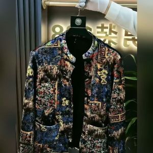 New Chinese Style Mens Jacket Comfortable High Quality Fashionable Versatile Trendy Embroidered Button up Outerwear
