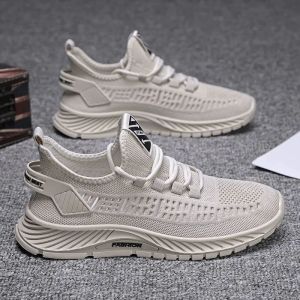 Mens Breathable Running Shoes Summer New Style Casual Net Surface Sports Shoes Low Top round Toe Rubber Outsole Cloth Lining