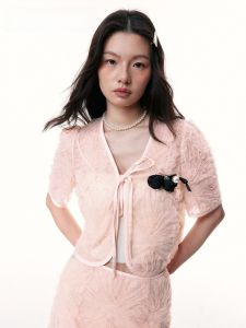 TAMMY TANGS | Sugar Power 2025 Summer New Rose Lace Short Sleeve Open Cardigan Half Skirt Two Piece Set Womens Mall Same Style Nylon Fiber 100%