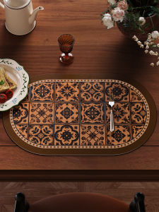 American Style Retro Leather Oval Dining Mat Waterproof Oilproof Heat Resistant Cup Bowl Plate Western Dining Pad High End Feeling
