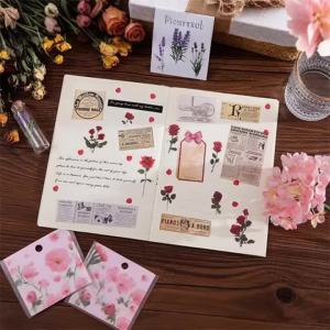 Vintage Plant Floral PET Stickers Waterproof Mini Decals DIY Craft Supplies for Kids Journal Scrapbook Gift Decorative Materials