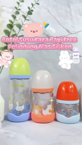 Botol Susu Kaca Borosilikat Botol Bayi 0 Bulan Keatas Motif Lucu Anti Tumpah BPA Free BB24