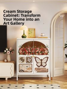 MEISD | Living Room Creamy Style Snack Storage Cabinet