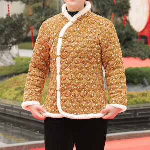 Áo Khoác Lót Cotton Dày Mùa Đông Cho Nữ Họa Tiết Hoa Lớn Phong Cách Dân Tộc Trang Phục Truyền Thống Trung Quốc