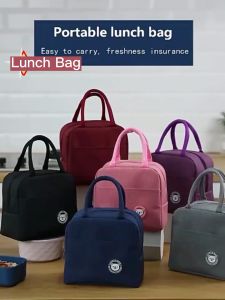 【Fast delivery】1PCs Fresh Cooler Bags Waterproof Nylon Portable Zipper Thermal Oxford Lunch Bags For Women Convenient Lunch Box Tote Food Bags