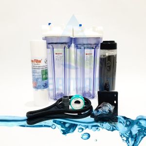 Aermart - Paket FIlter Air Sumur 2 Housing - Sedimen&Manganese - Filter Air Siap Pakai