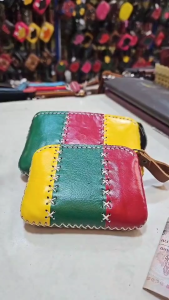 กระเป๋าใส่เหรียญหน้าต่อ 3สี  จากหนังวัวแท้