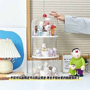 กล่องใส่โมเดล ตู้โมเดล กล่อง popmart หมุนได้360° วางเป็นชั้นๆ วางซ้อนได้3ชั้น รองรับตุ๊กตาได้ 12-15 ตัว