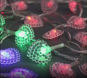 Đèn led trái tim màu sắc 4m 20 bóng trang trí tiệc noenl tết đèn led kiểu không nháy trang trí tiệc tùng