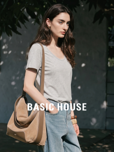 Basic House | Gray Round-neck Short-sleeve T-shirt