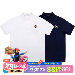 เสื้อโปโลแขนสั้นผ้าฝ้ายแท้ลายปัก MMLABCREW MRMAI สีฟ้าเข้ม ทรงหลวม สำหรับผู้ชาย ฤดูร้อน 2020 เสื้อโปโลคอตตอนแท้