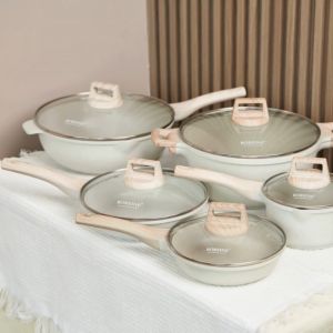 BOREINE Vanella Non Stick Granite Frying Pan Kuali Batu Granite Original (20cm / 24cm) + Wooden Spatula