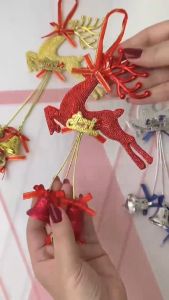 Gantungan Hiasan Pohon Natal Bentuk Rusa Lonceng Gantung Aksesoris Ornamen Dekorasi Rumah Hotel Mall