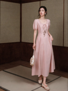 JK&JS | Light Traditional Pink Cotton-blended Dress
