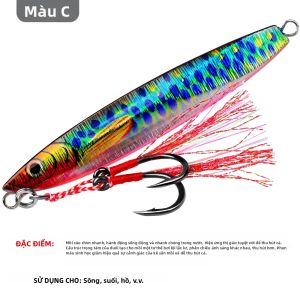 PROBEROS Mồi Câu Cá Bằng Kim Loại Nước Mặn Mồi Câu Kiểu Jigging Chậm Mồi Câu Dạng Thìa Có Móc Phụ Trợ Mồi Nhân Tạo Dùng Cho Câu Cá Ở Biển Sông Hồ.