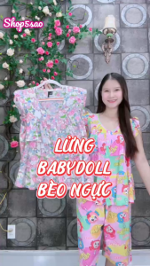 Đồ bộ tole nữ bộ lanh mặc nhà áo babydoll bèo ngực gài nút quần lửng Shop5sao (43-75kg)