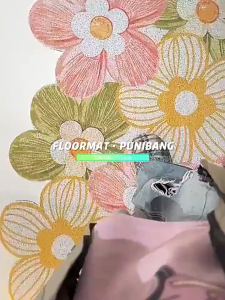 พรมเช็ดเท้ากันลื่น พรมห้องน้ำลายดอกไม้เรียบง่าย พรมห้องน้ำ ลายดอกไม้ พรมดูดซับและป้องกันคราบ แห้งเร็ว พรมดูดซับกันลื่น