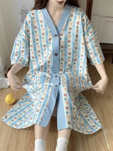 plus Size Sleep Dress Womens Summer Thin with Chest Pad Pregnant Women Fat Girls Cute Cartoon Sleepwear Dress Special Large Size