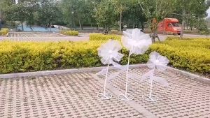 3pcs/set Artificial Giant Organza Flower With Stem and Base Wedding Guide Home Flower Art Decoration Wedding Props Road Lead Stage decoration Window Paper Flowers Silk Yarn Flowers Shooting Scene