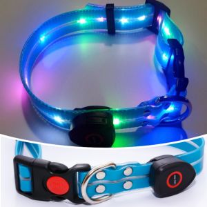 New Adjustable Led Glowing Pet Dog Collar PVC Waterproof Anti Dirty Easy To Clean for Big Small Dogs Puppy Cat Luminous Collar