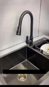 Kitchen sink faucet kitchen basin faucet stainless steel mixer faucet 360 ° rotary nozzle spray pull out faucet sink