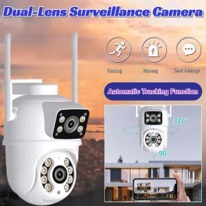 HD Outdoor Dual Lens Dual Screen Alarm Camera Night Vision Surveillance CCTV Camera Waterproof Outdoor Wifi Camera