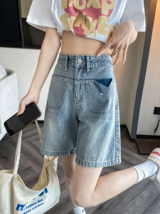 Summer Thin High Waist Wide Leg Jeans Shorts Womens Loose Fit Casual Style Blue Denim Mini Shorts Fashionable Retro Look