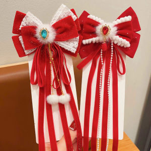 New Year Butterfly Knot Hair Accessories Children Super Fairy Long Drifting Ribbon Girl Cute Red Celebration Greeting Card