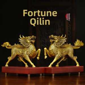 JUSHANYUAN | Wealth Attracting Copper Kylin Figurine Pair
